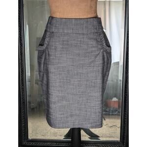 Gray Linen Look Slub Weave Pencil Skirt with Pockets Women’s Size 7 Office siren